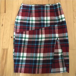 Rehab plaid midi skirt with split